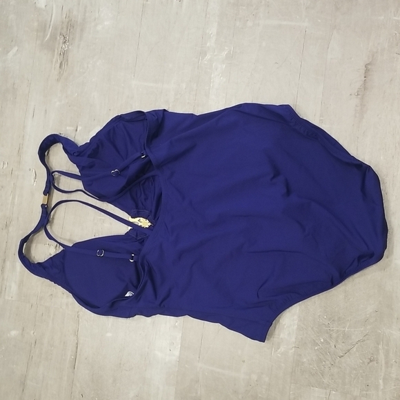 💕TRINA TURK Bijou Solids V-Plunge Plus One Piece Swimsuit Ultra Marine Blue 20W - Picture 10 of 15
